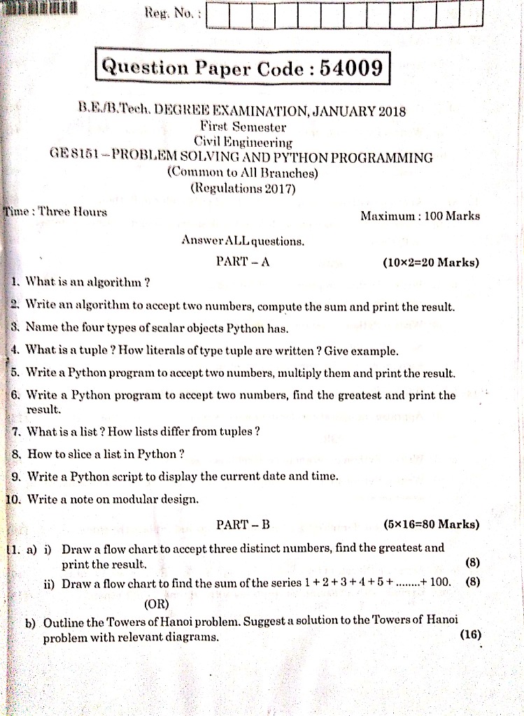 GE 8151 Problem Solving and Python Programming r2017 Anna University ...